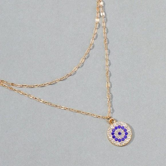 Gold Color Chain Evil Eye Coin Charm Pendant Necklace - Picture 2 of 3